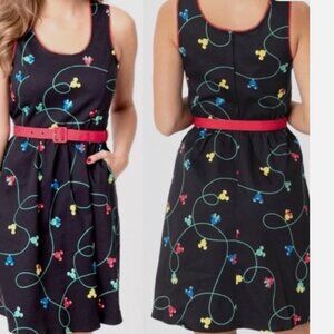 Stitch Shoppe by Loungefly Disney Mickey Mouse Christmas Lights Dress 1X No Pin